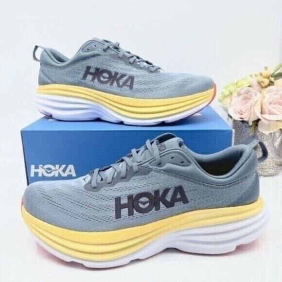 HOKA One One Bondi 8 Running Shoe Sneaker Goblin Blue/ Mountain Spring Men US 9 - Picture 11 of 16